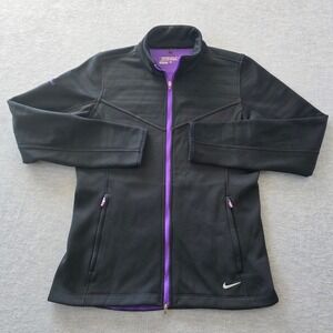 Nike Golf Womens Therma-FIT Full Zip Jacket Black Purple Houston Oaks Medium